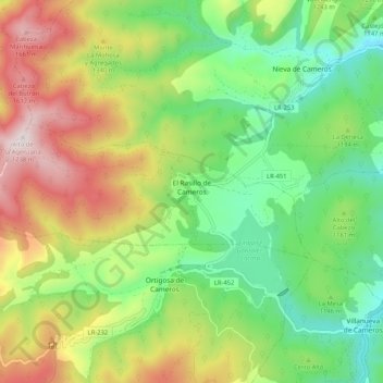 Mapa topográfico El Rasillo de Cameros, altitud, relieve