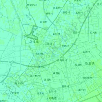 Mapa topográfico 乌镇镇, altitud, relieve
