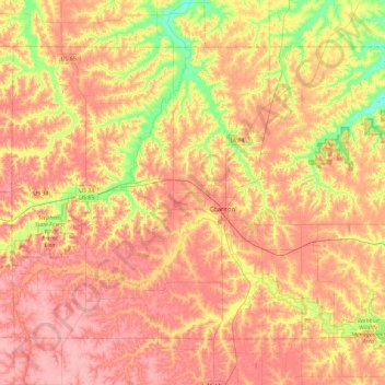 Mapa topográfico Lucas County, altitud, relieve
