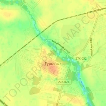 Mapa topográfico Гурьевск, altitud, relieve