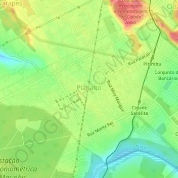 Mapa topográfico Planalto, altitud, relieve
