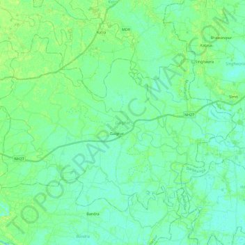 Mapa topográfico Gaighat, altitud, relieve