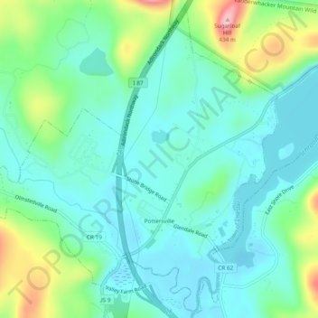 Mapa topográfico Pottersville, altitud, relieve
