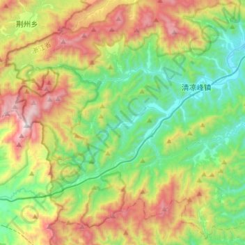 Mapa topográfico 清凉峰镇, altitud, relieve
