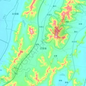 Mapa topográfico 庄里镇, altitud, relieve