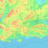 Mapa topográfico South East England, altitud, relieve