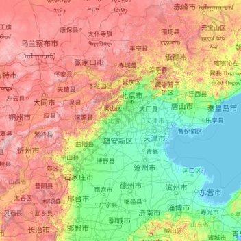 Mapa topográfico 河北省, altitud, relieve