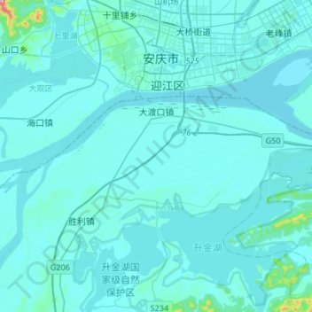 Mapa topográfico 大渡口镇, altitud, relieve
