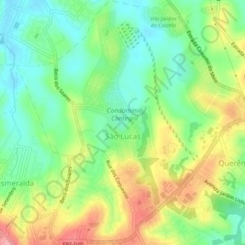 Mapa topográfico São Lucas, altitud, relieve