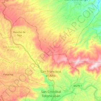 Mapa topográfico San Francisco El Alto, altitud, relieve
