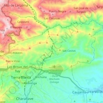 Mapa topográfico Parroquia Las Brisas, altitud, relieve