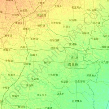 Mapa topográfico 鹿邑县, altitud, relieve