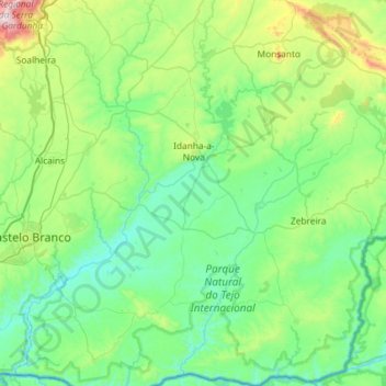 Mapa topográfico Idanha-a-Nova, altitud, relieve