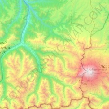 Mapa topográfico Хурзукское сельское поселение, altitud, relieve