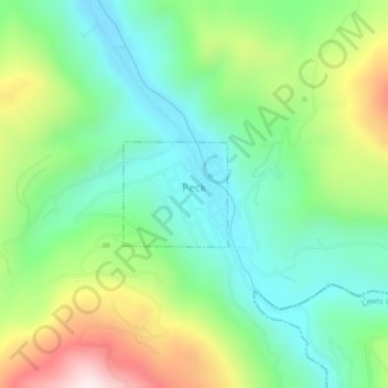 Mapa topográfico Peck, altitud, relieve