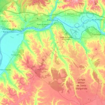 Mapa topográfico Constância, altitud, relieve