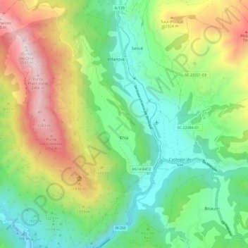 Mapa topográfico Chía, altitud, relieve