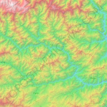 Mapa topográfico Kra Daadi District, altitud, relieve