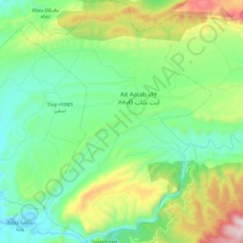 Mapa topográfico Moulay Aissa Ben Driss, altitud, relieve