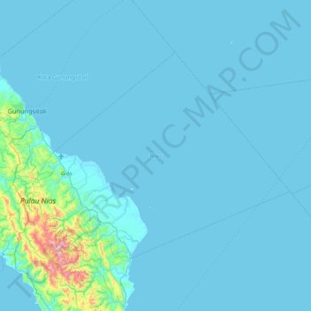 Mapa topográfico Nias, altitud, relieve