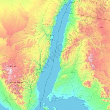 Mapa topográfico Golfo de Áqaba, altitud, relieve