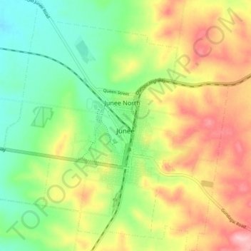 Mapa topográfico Junee, altitud, relieve