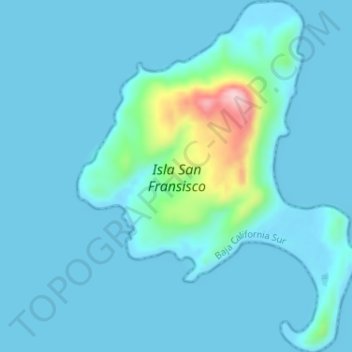 Mapa topográfico Isla San Fransisco, altitud, relieve