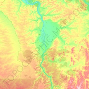 Mapa topográfico Казачинский район, altitud, relieve