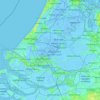 Mapa topográfico Holanda Meridional, altitud, relieve