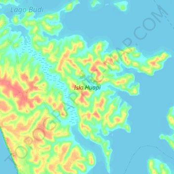 Mapa topográfico Isla Huapi, altitud, relieve