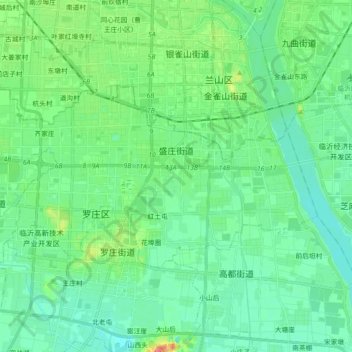 Mapa topográfico 盛庄街道, altitud, relieve