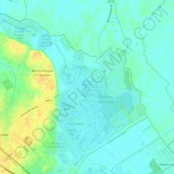 Mapa topográfico El Cazador, altitud, relieve