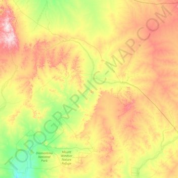 Mapa topográfico Winton Shire, altitud, relieve