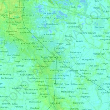 Mapa topográfico Sonarpur, altitud, relieve