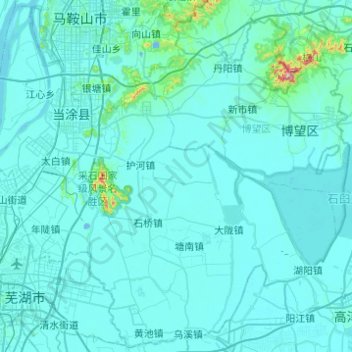 Mapa topográfico 当涂县, altitud, relieve