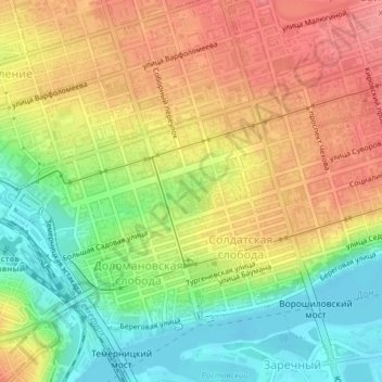 Mapa topográfico Парк культуры и отдыха им. Горького, altitud, relieve