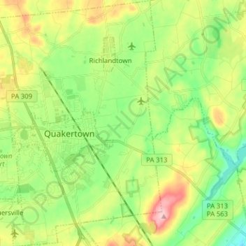 Mapa topográfico Richland Township, altitud, relieve