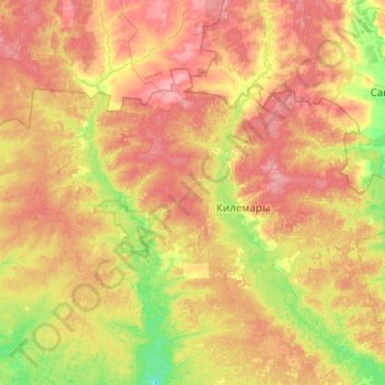 Mapa topográfico городское поселение Килемары, altitud, relieve