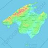 Mapa topográfico Majorca, altitud, relieve