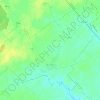 Mapa topográfico Tourailles, altitud, relieve