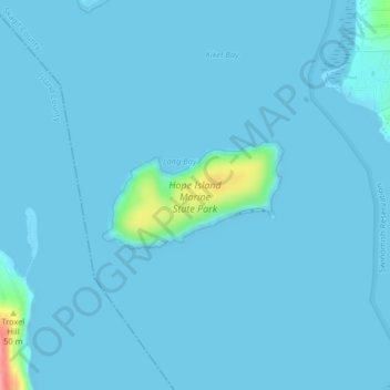 Mapa topográfico Hope Island, altitud, relieve