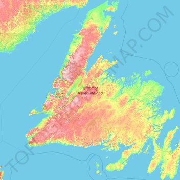 Mapa topográfico Isla de Terranova, altitud, relieve