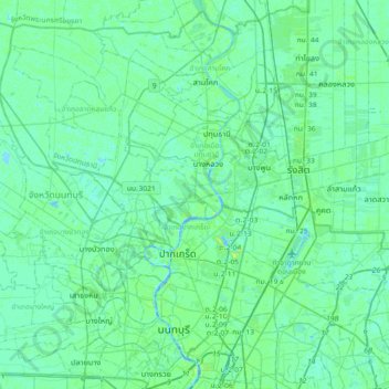 Mapa topográfico นนทบุรี, altitud, relieve