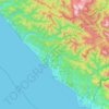 Mapa topográfico Сочи, altitud, relieve