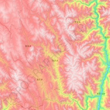 Mapa topográfico 宗西乡, altitud, relieve