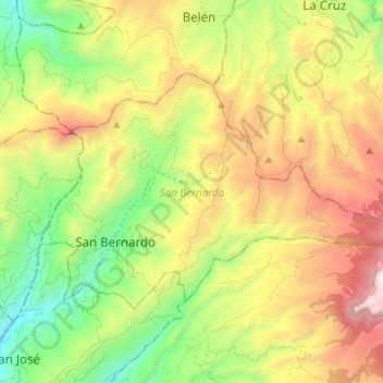 Mapa topográfico San Bernardo, altitud, relieve
