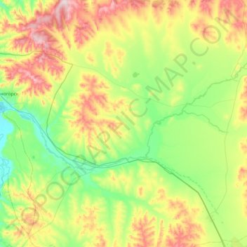 Mapa topográfico Турга, altitud, relieve
