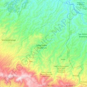 Mapa topográfico Santa María Chiquimula, altitud, relieve