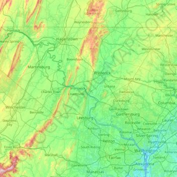 Mapa topográfico Islands Of The Potomac Wildlife Management Area, altitud, relieve
