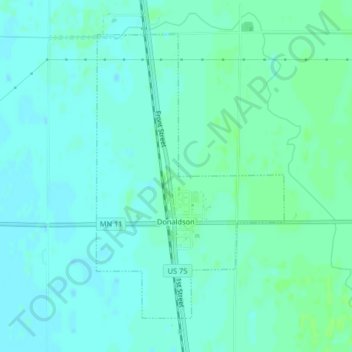 Mapa topográfico Donaldson, altitud, relieve